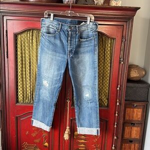Vince Boyfriend Distressed Slouch Selvedge Jeans 29